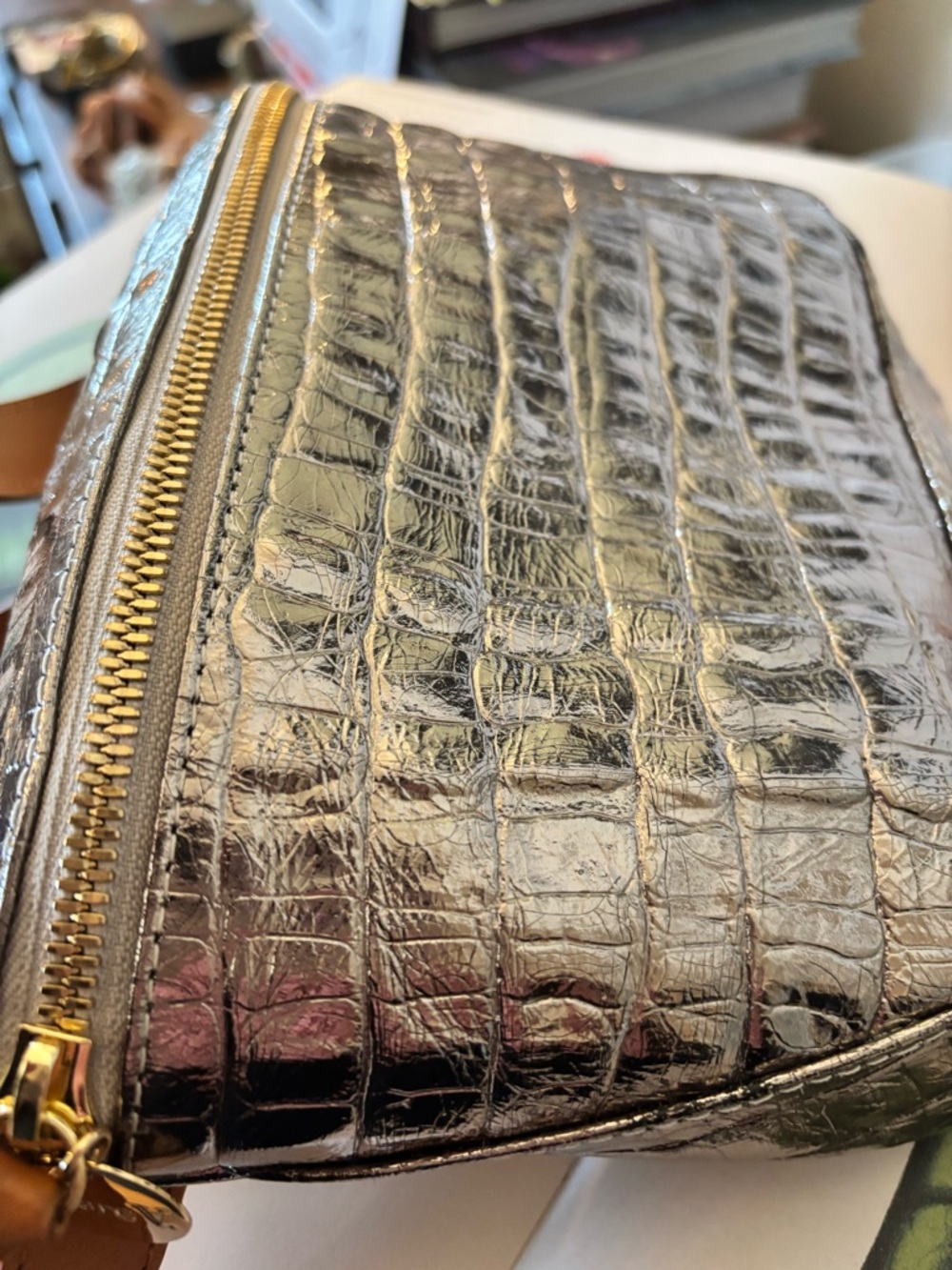 Clare V Silver Fanny Pack - Croc Embossed Leather - EUC - Picture 12 of 16